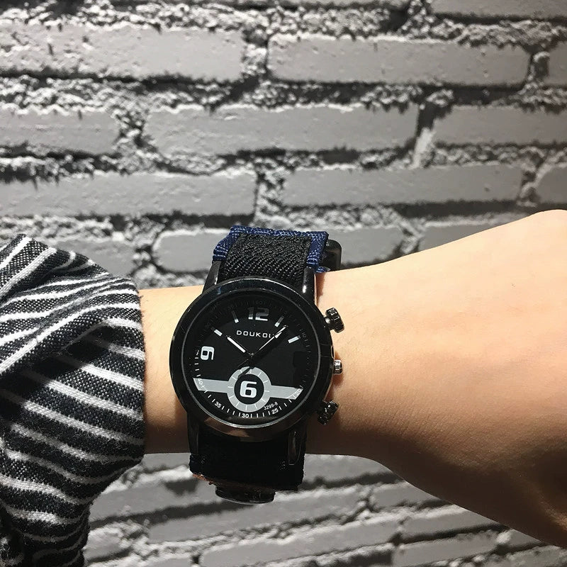 Sports Casual Unisex Nylon Canvas Alloy Round Dial Watch For Students - Image 5
