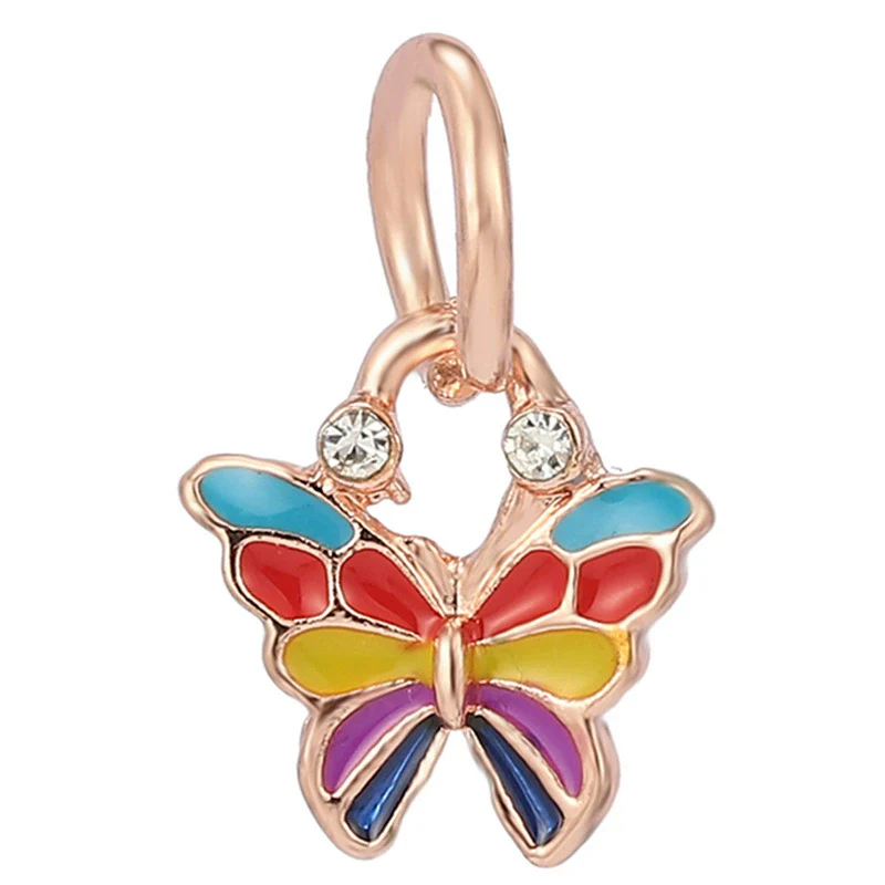 Spring Style Colorful Butterfly Plant Flower Crystal Beaded Pendant Metal Electroplated Totem Design Diy Bracelet Jewelry Accessories - Image 27