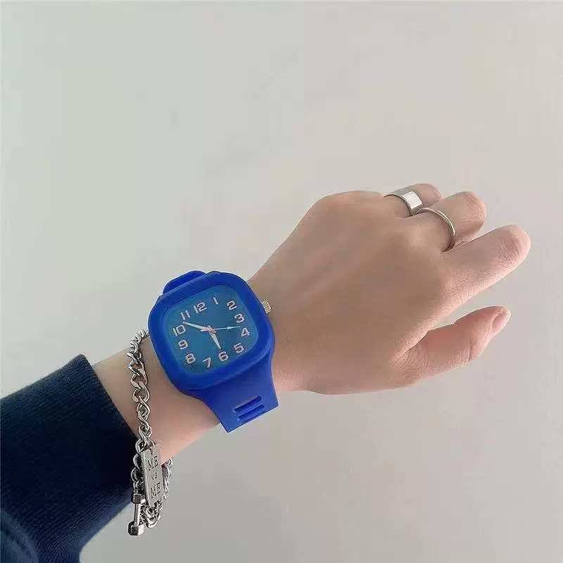 Square Casual Plastic And Silicone Fashion Student Sports Watch - Image 11