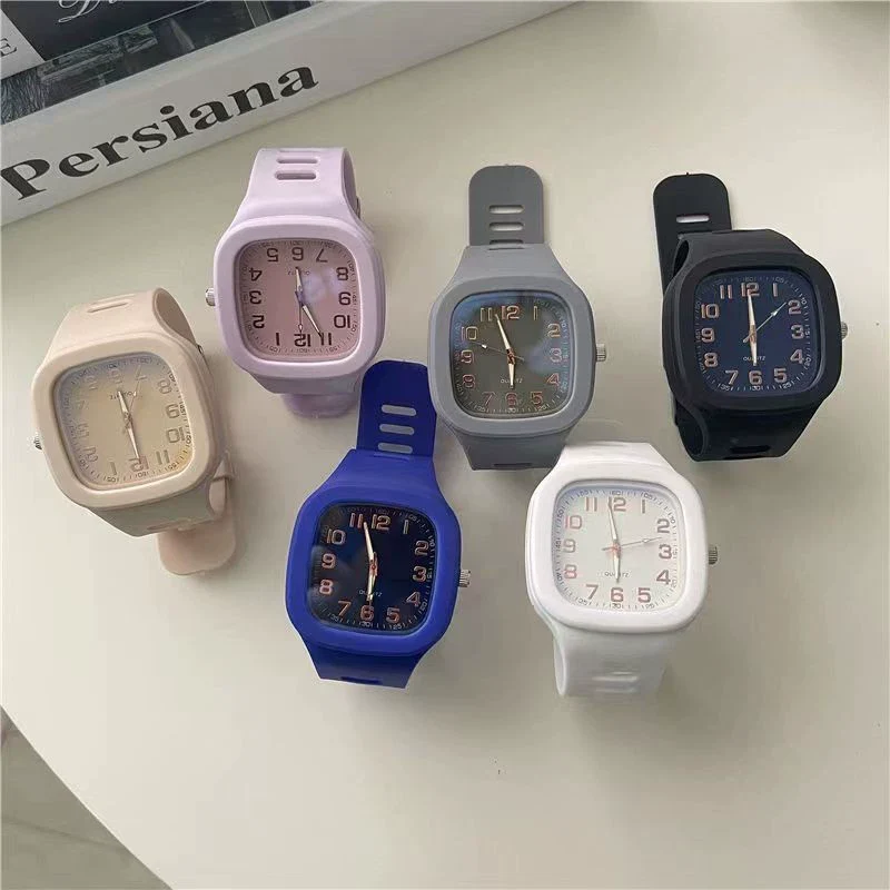 Square Casual Plastic And Silicone Fashion Student Sports Watch - Image 2