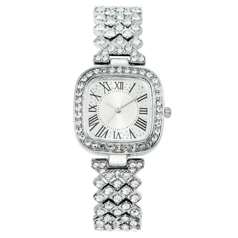Square Diamondencrusted Fashion Women's Metal Watch Bracelet - Image 6