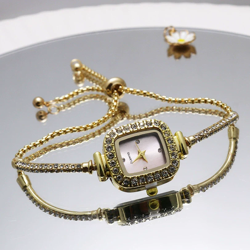 Square Diamondencrusted Women's Alloy And Stainless Steel Leisure Watch - Image 2