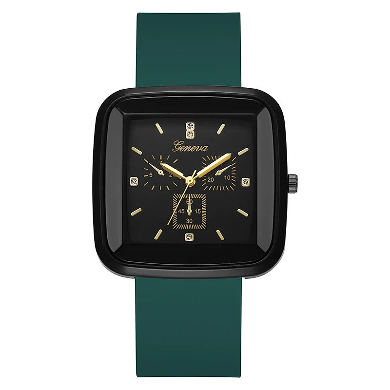Square Leisure Women's Quartz Watch With Silicone Strap And Plastic Case - Image 10