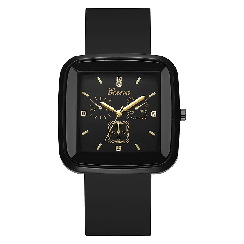 Square Leisure Women's Quartz Watch With Silicone Strap And Plastic Case - Image 6