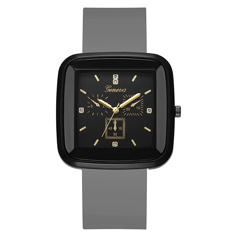 Square Leisure Women's Quartz Watch With Silicone Strap And Plastic Case - Image 8