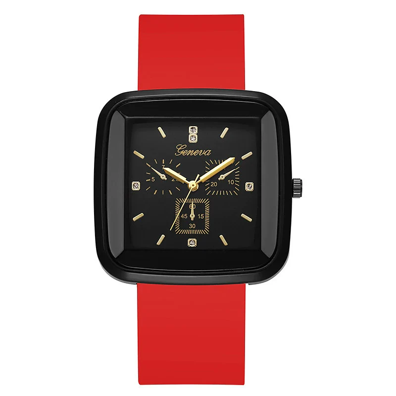 Square Leisure Women's Quartz Watch With Silicone Strap And Plastic Case - Image 9
