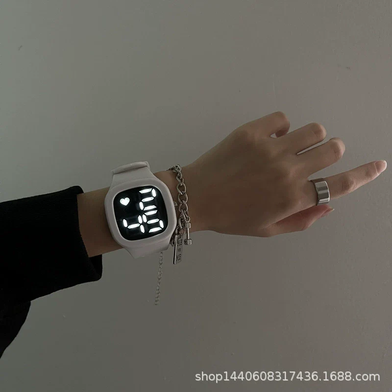 Square Luminous Multifunction Electronic Plastic Watch For Young Men And Women Casual Fashion Style