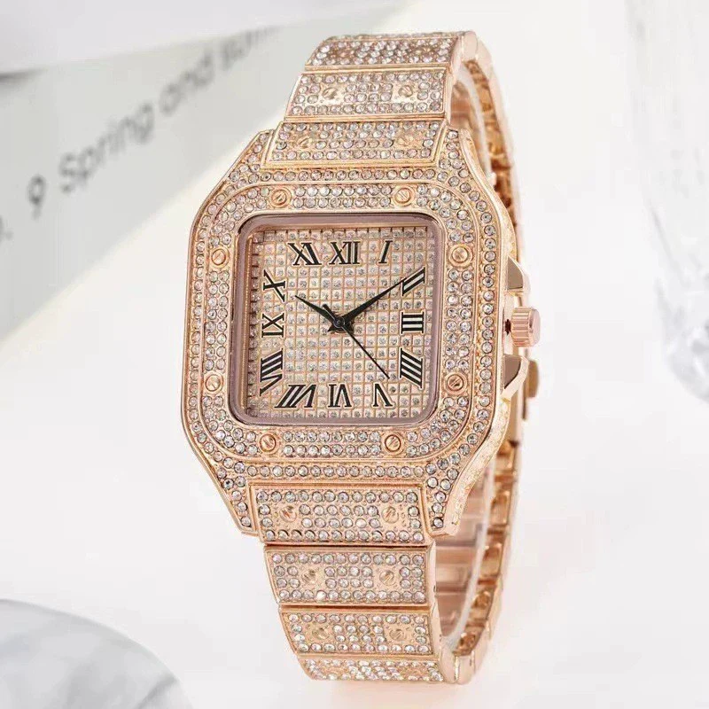 Square Quartz Watch Alloy Band And Case Gypsophila Design For Men - Image 4
