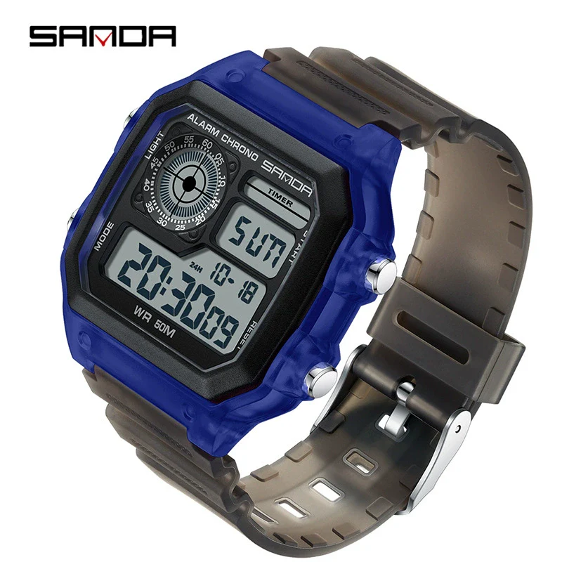 Square Resin Watch For Male Students Waterproof Alarm Luminous Sporty And Fashionable - Image 9