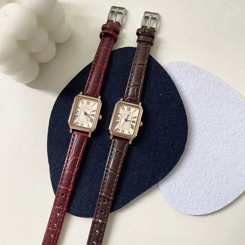 Square Retro Women's Watch Alloy Case Ordinary Glass Mirror Leisure Style