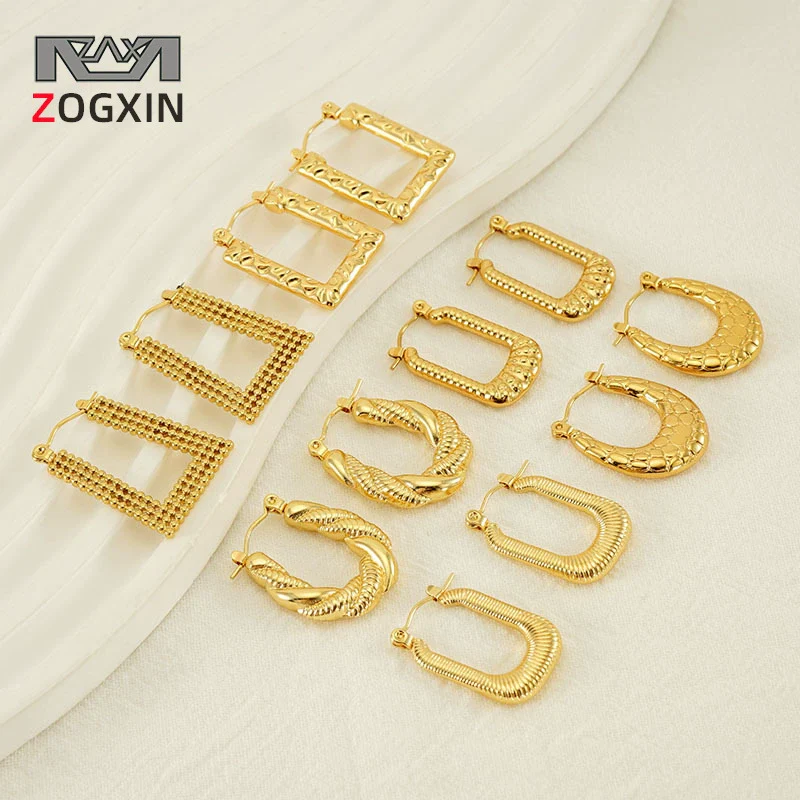 Square Ushape Titanium Steel 18K Gold Plated Ear Buckle For Women