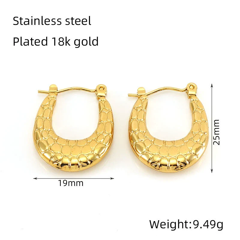 Square Ushape Titanium Steel 18K Gold Plated Ear Buckle For Women - Image 10