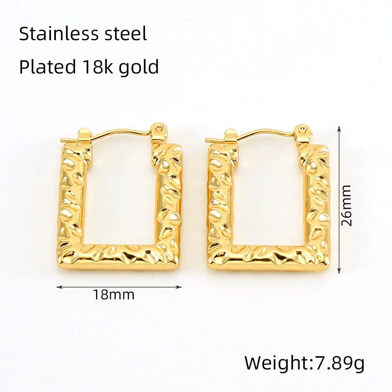 Square Ushape Titanium Steel 18K Gold Plated Ear Buckle For Women - Image 11