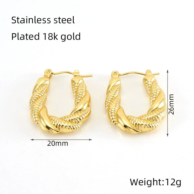 Square Ushape Titanium Steel 18K Gold Plated Ear Buckle For Women - Image 6