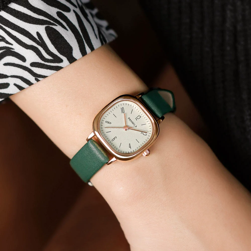Square Women's Fashion Watch Alloy Case Pu Strap Mineral Strengthened Glass Mirror Rose Gold Clasp - Image 3