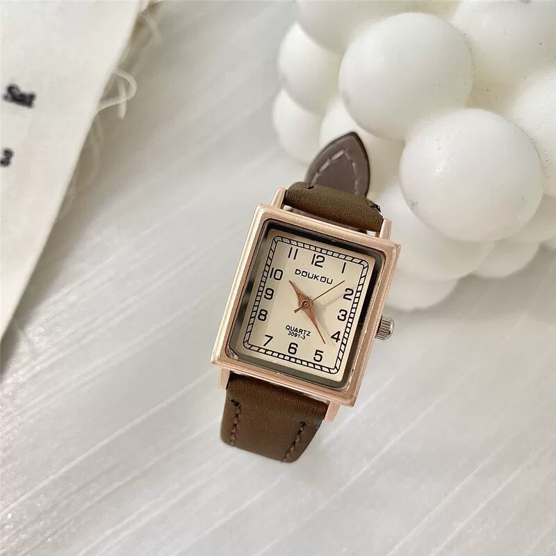 Square Women's Watch Alloy Case Ordinary Glass Mirror Thin Belt Small Dial Retro Leisure Style