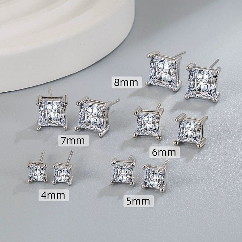 Square Zircon Inlay Copper Gold Plated Unisex Geometric Earrings Jewelry - Image 3
