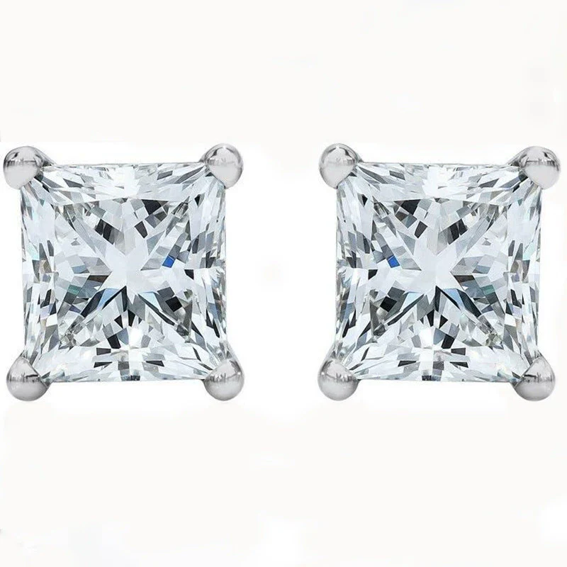 Square Zircon Inlay Copper Gold Plated Unisex Geometric Earrings Jewelry - Image 6
