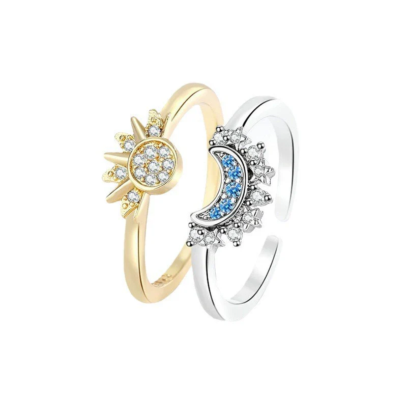 Stacked Ring Copper Light Luxury Geometric Star Pattern Set With Diamonds Women's - Image 5