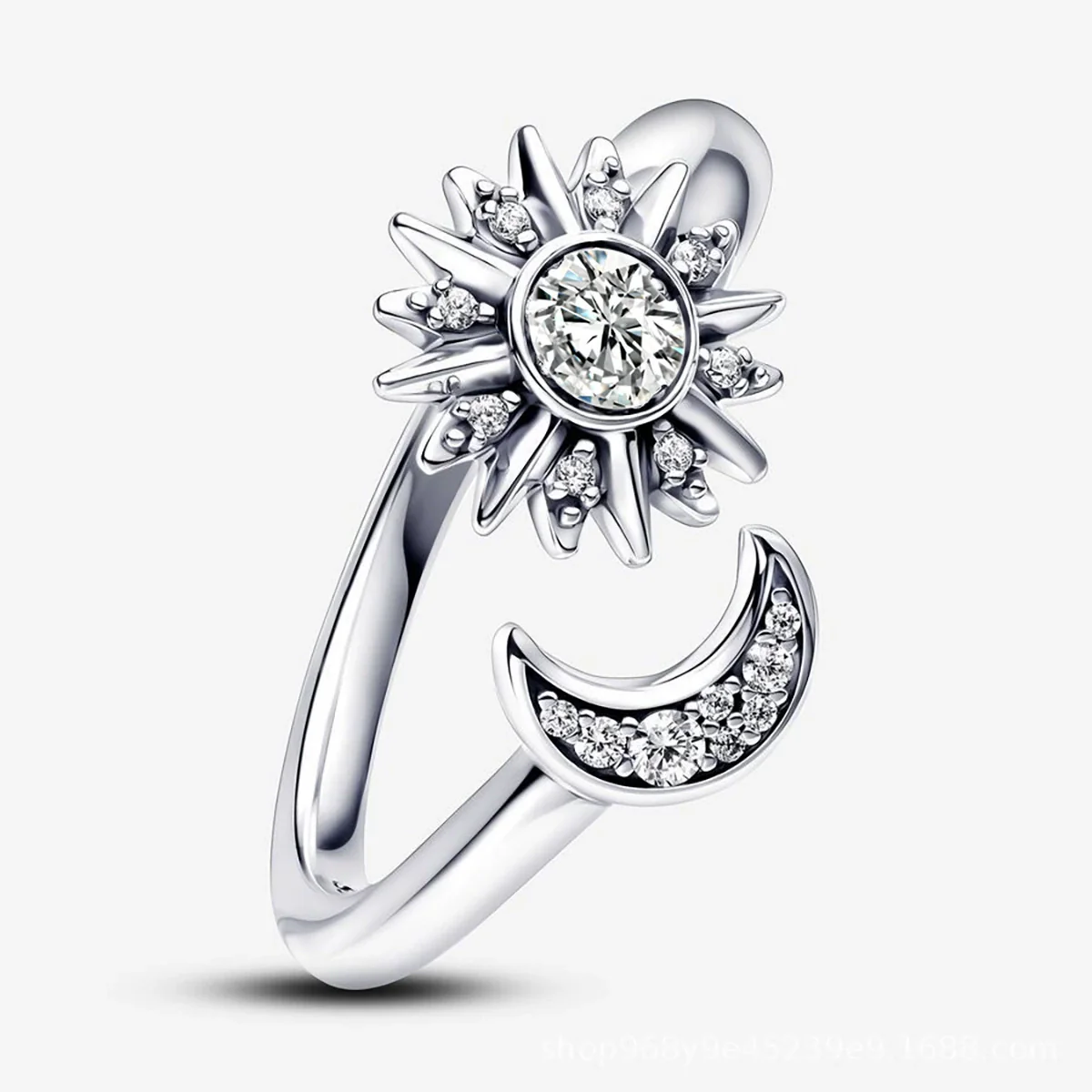 Stacked Ring Copper Light Luxury Geometric Star Pattern Set With Diamonds Women's - Image 9