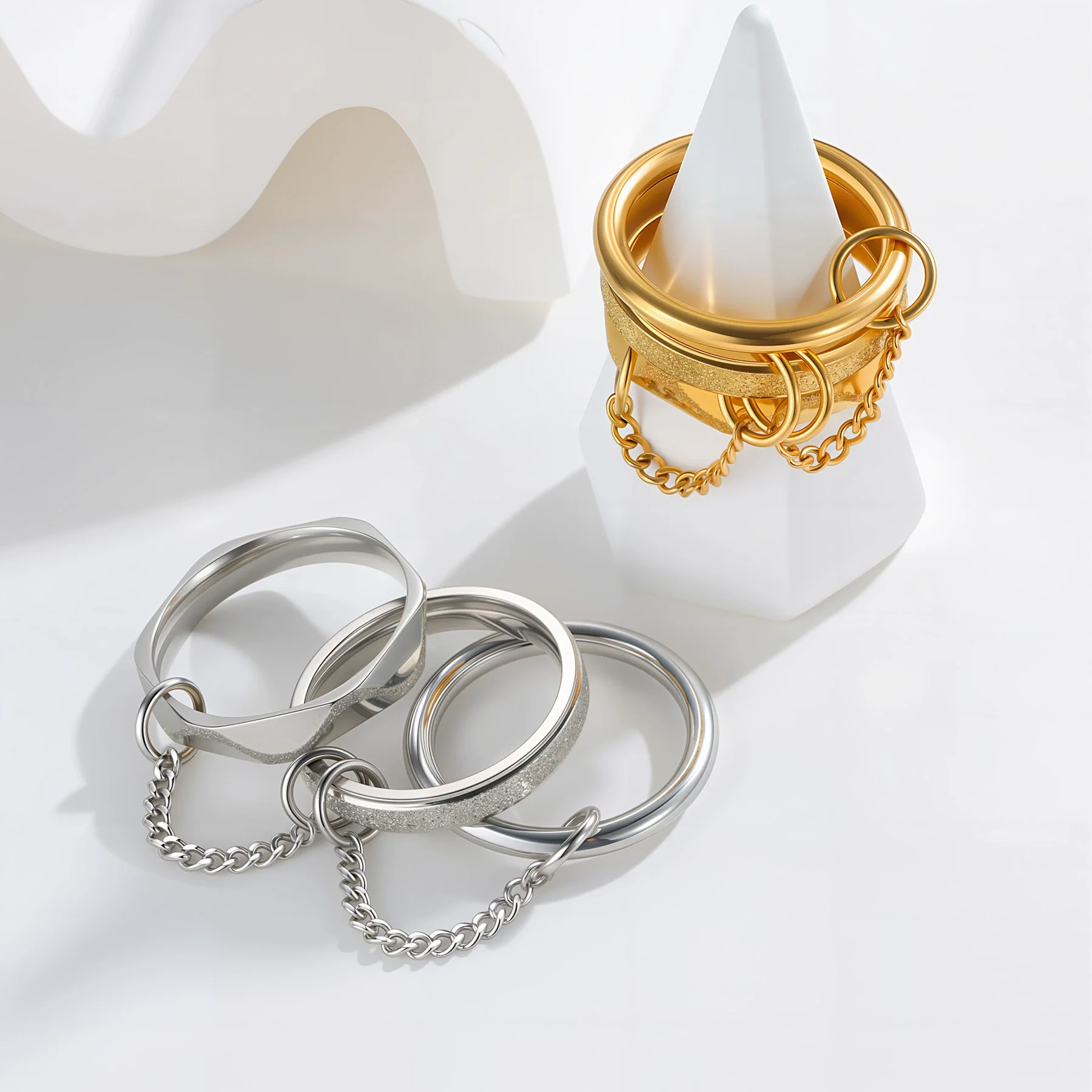 Stacking Rings Titanium Steel Geometric Electroplated Hand Jewelry