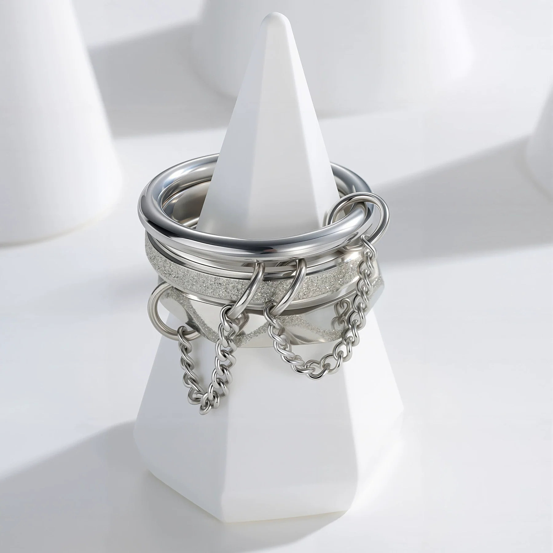 Stacking Rings Titanium Steel Geometric Electroplated Hand Jewelry - Image 3