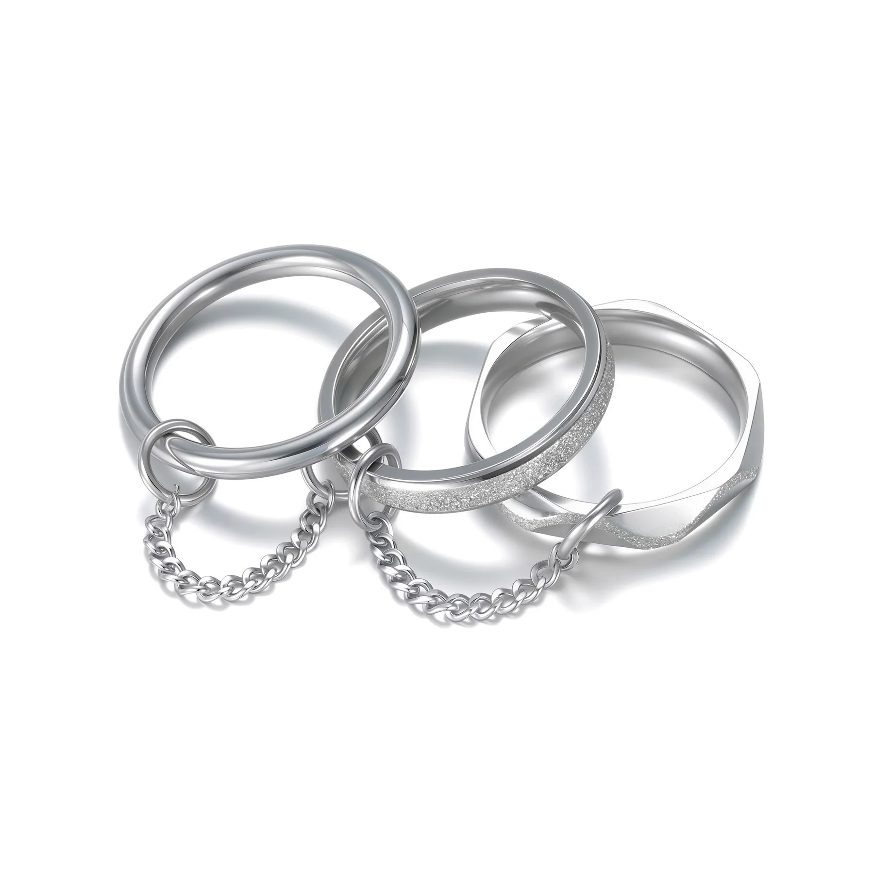 Stacking Rings Titanium Steel Geometric Electroplated Hand Jewelry - Image 4