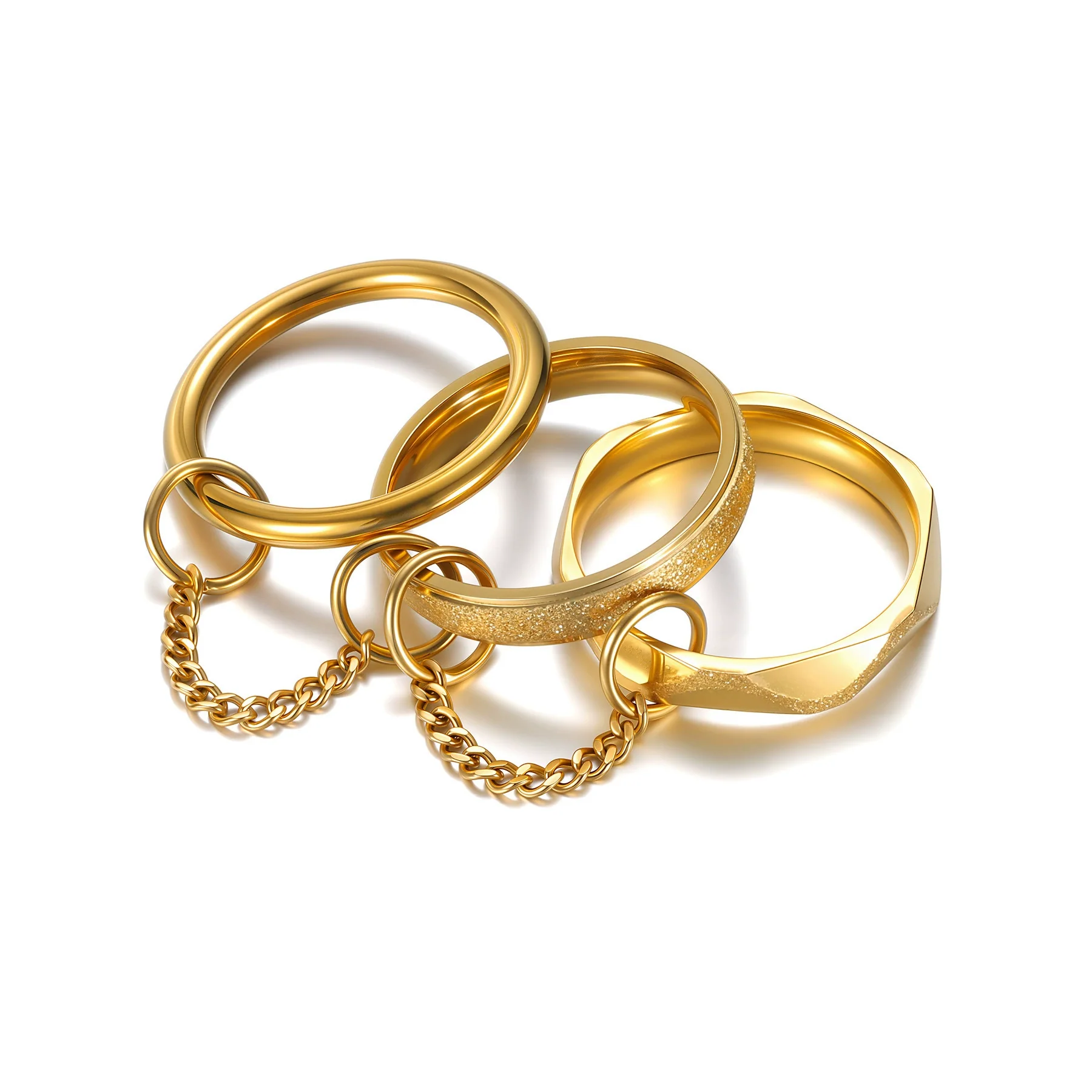 Stacking Rings Titanium Steel Geometric Electroplated Hand Jewelry - Image 5