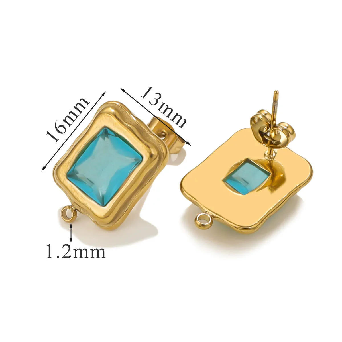 Stainless Steel 18K Gold Plated Electroplated Geometric Square Pendant For Diy Earrings With Inlaid Zircon - Image 7