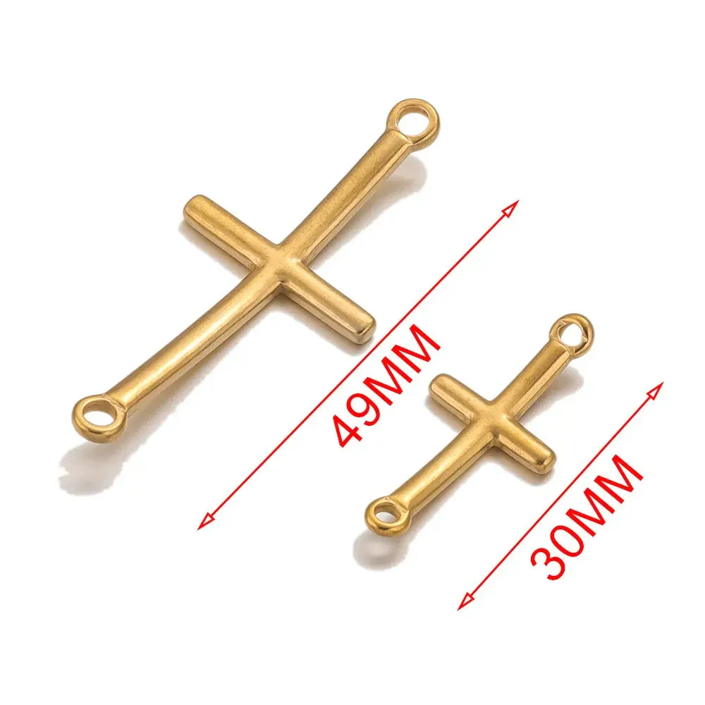Stainless Steel 18K Gold Vacuum Plated Arc Cross Pendant Jewelry Making For Diy Bracelet And Necklace - Image 5