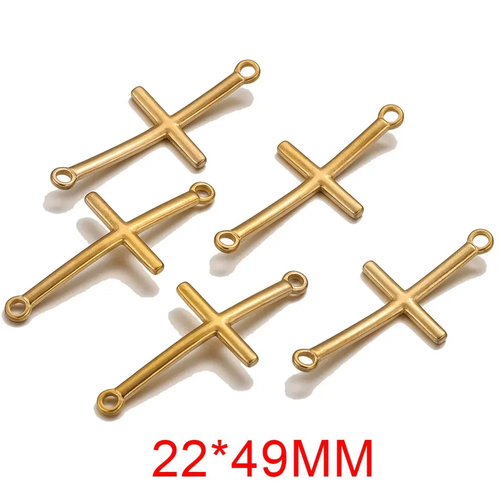 Stainless Steel 18K Gold Vacuum Plated Arc Cross Pendant Jewelry Making For Diy Bracelet And Necklace - Image 8