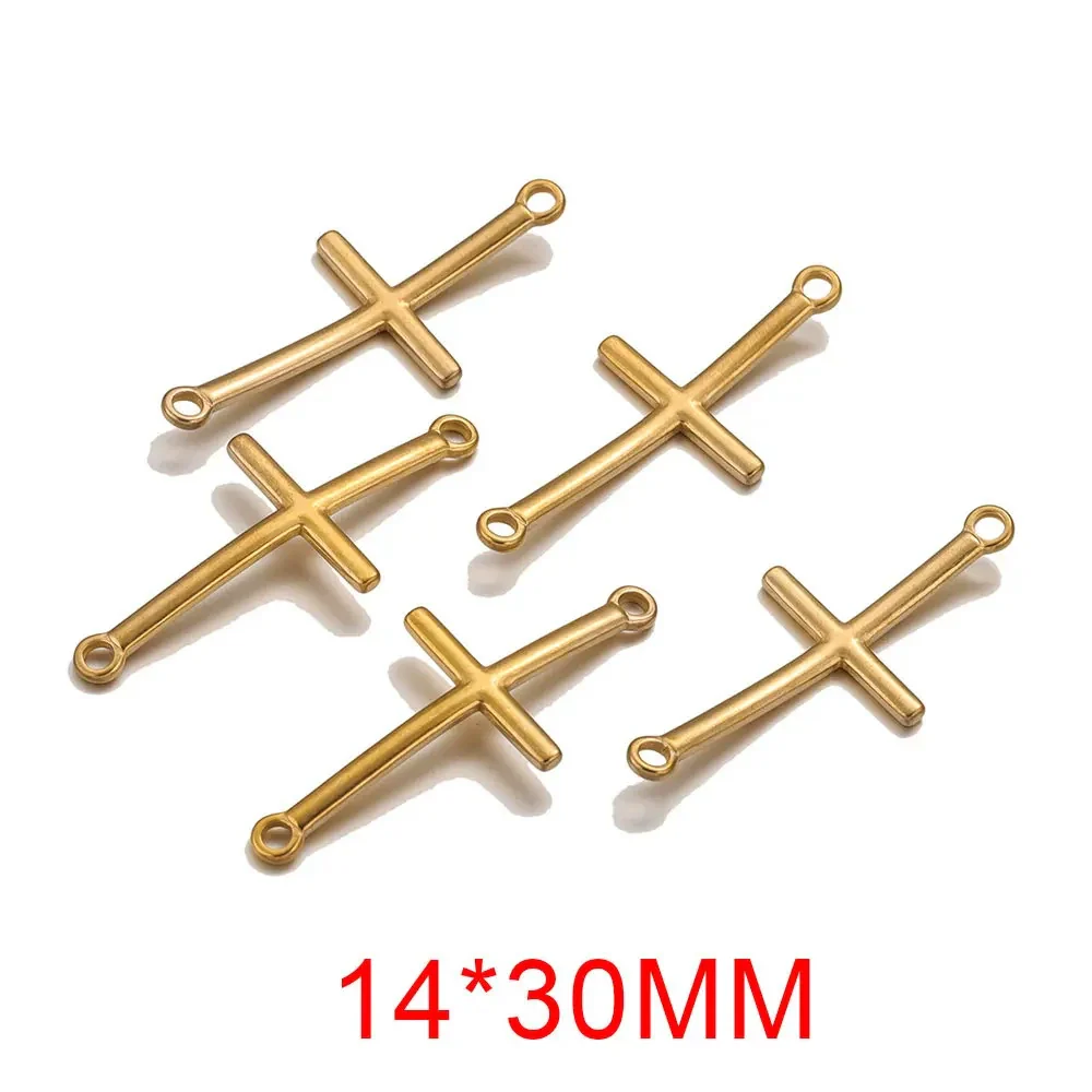 Stainless Steel 18K Gold Vacuum Plated Arc Cross Pendant Jewelry Making For Diy Bracelet And Necklace - Image 9