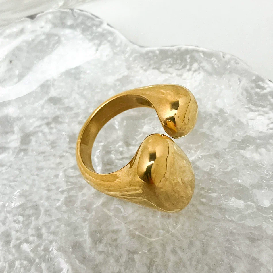 Stainless Steel 18K Goldplated Geometric Open Doubleended Ring Hand Jewelry - Image 3