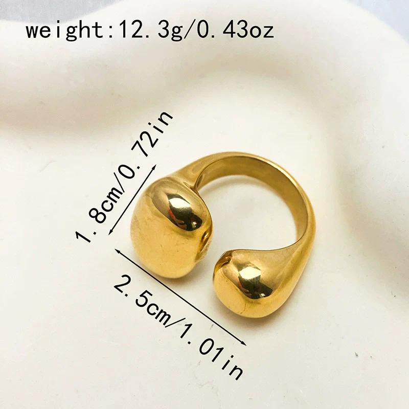Stainless Steel 18K Goldplated Geometric Open Doubleended Ring Hand Jewelry - Image 4