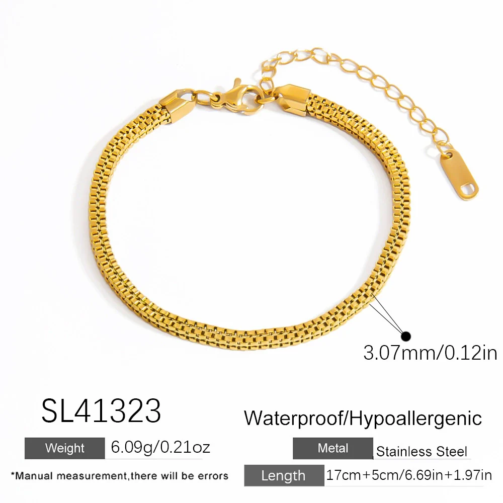 Stainless Steel 18K Real Gold Plated Women's Geometric Style Bracelet - Image 12