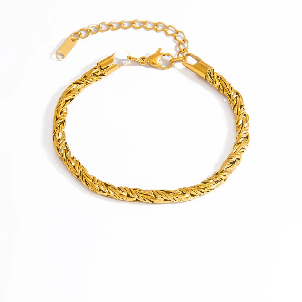 Stainless Steel 18K Real Gold Plated Women's Geometric Style Bracelet - Image 5