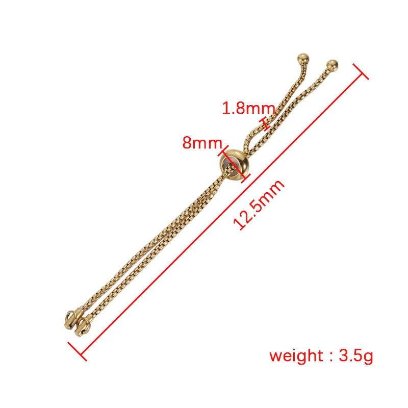 Stainless Steel Adjustable Rubber Bead Box Chain Bolo Diy Bracelet Jewelry Accessories Electroplated - Image 3