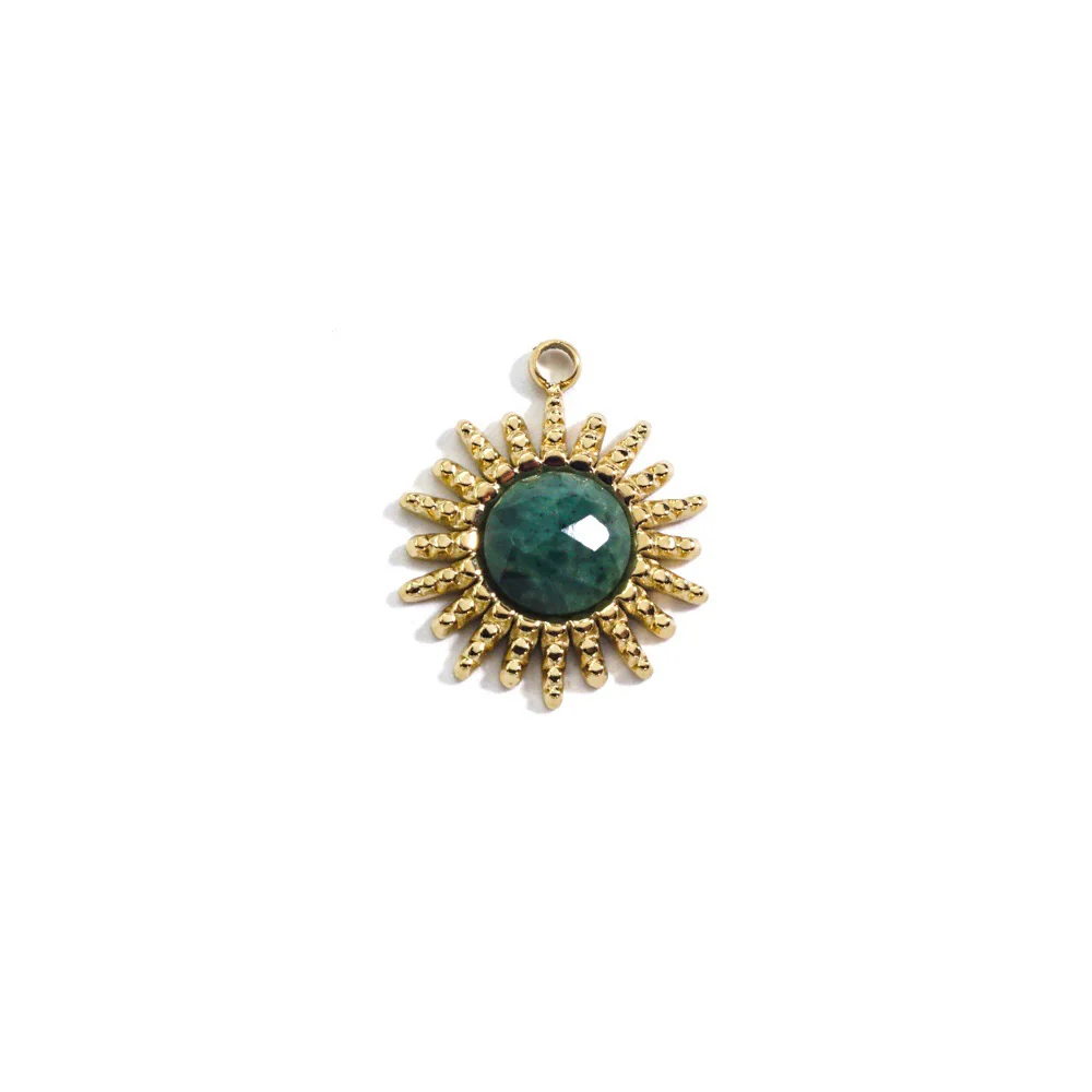 Stainless Steel And Natural Stone Jewelry Accessories Round Pendant With 14K Gold Electroplated Colorpreserving For Diy Necklace And Bracelet - Image 11