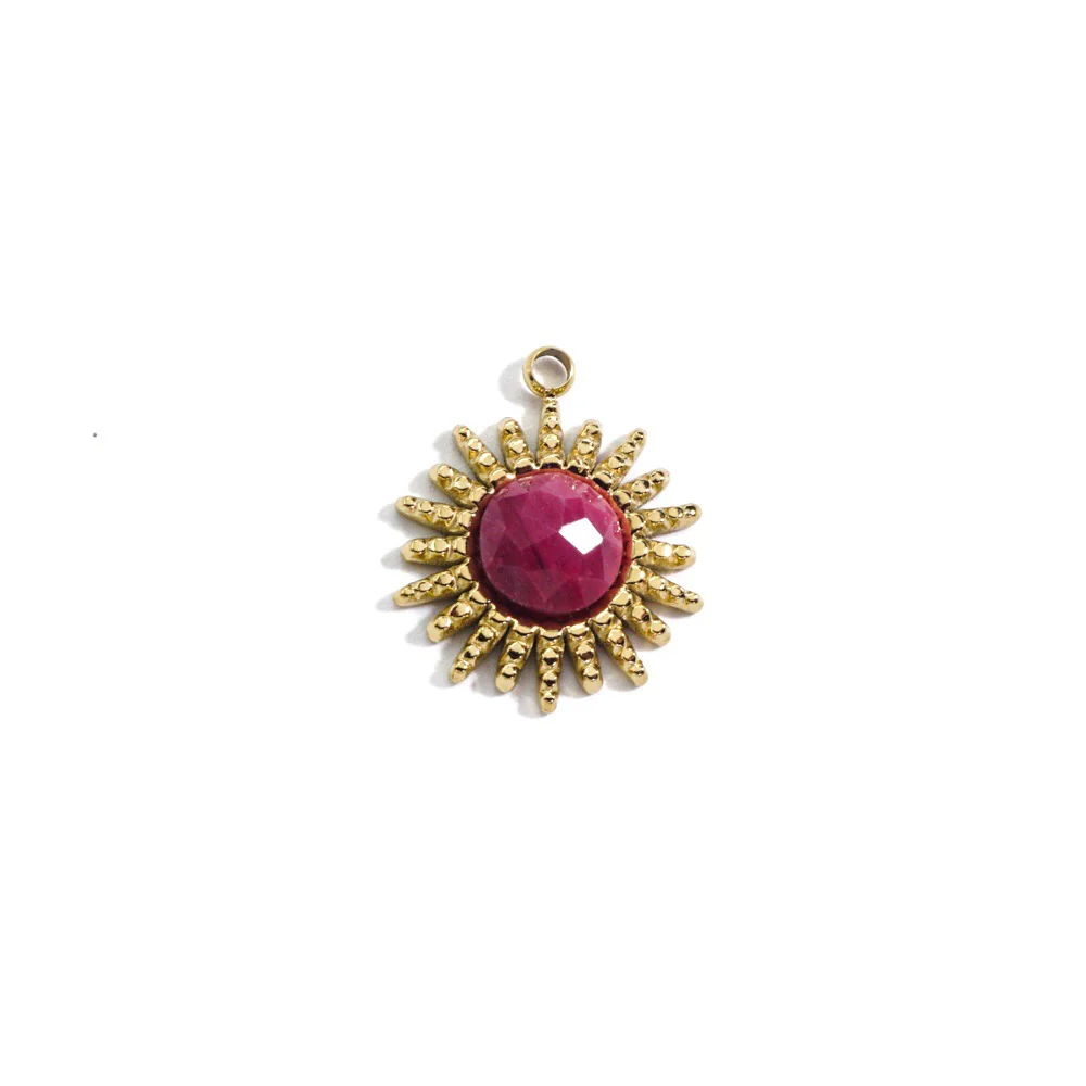 Stainless Steel And Natural Stone Jewelry Accessories Round Pendant With 14K Gold Electroplated Colorpreserving For Diy Necklace And Bracelet - Image 5