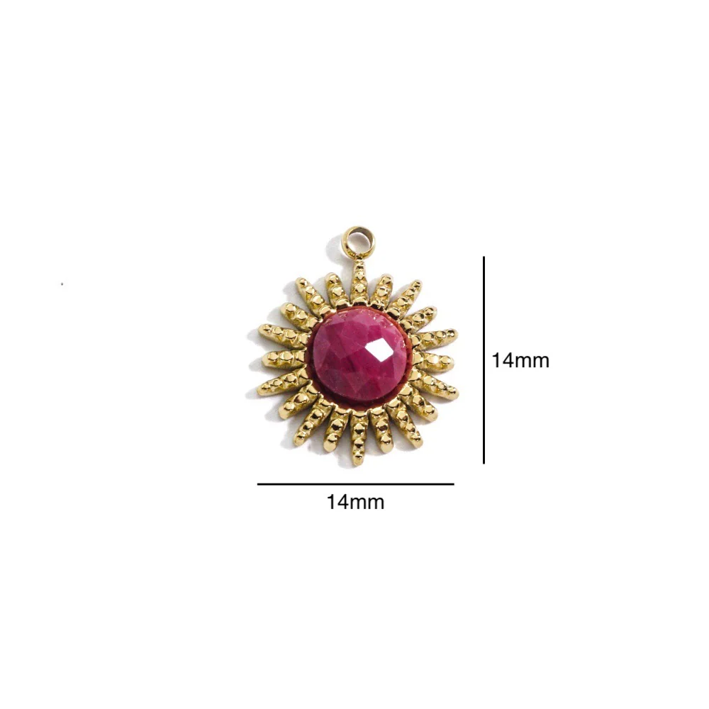 Stainless Steel And Natural Stone Jewelry Accessories Round Pendant With 14K Gold Electroplated Colorpreserving For Diy Necklace And Bracelet - Image 6