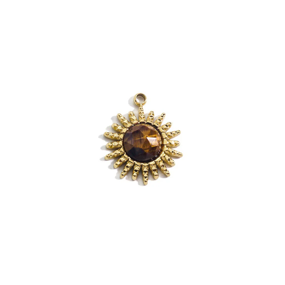 Stainless Steel And Natural Stone Jewelry Accessories Round Pendant With 14K Gold Electroplated Colorpreserving For Diy Necklace And Bracelet - Image 7