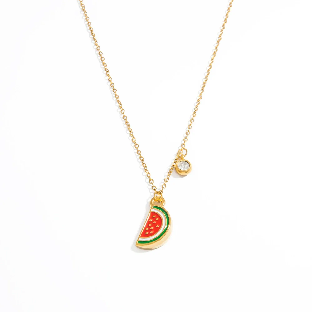 Stainless Steel And Titanium Steel Fruit Pendant Necklace Electroplated With 18K Real Gold For Women - Image 5