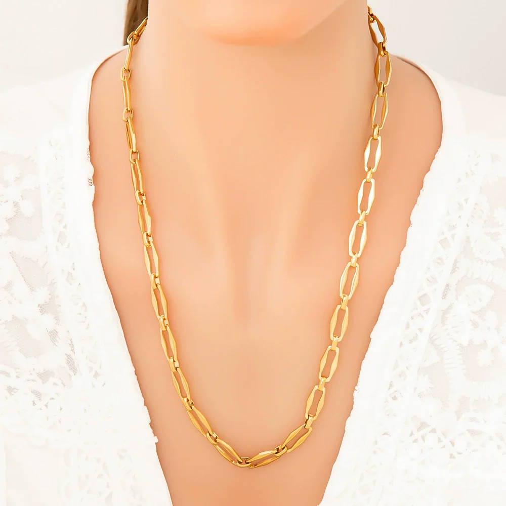 Stainless Steel And Titanium Steel Geometric Minimalist Pendant Necklace Electroplated With 18K Real Gold - Image 2