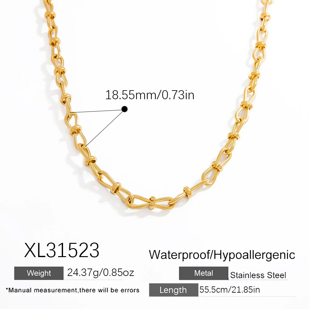 Stainless Steel And Titanium Steel Geometric Minimalist Pendant Necklace Electroplated With 18K Real Gold - Image 8