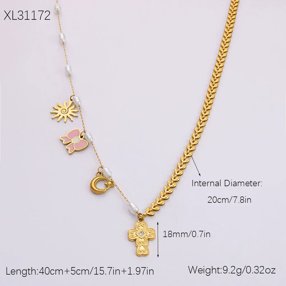 Stainless Steel And Titanium Steel Love Cross Pendant Necklace With U Shape Pattern Electroplated For Women Fashion Clavicle Chain - Image 10