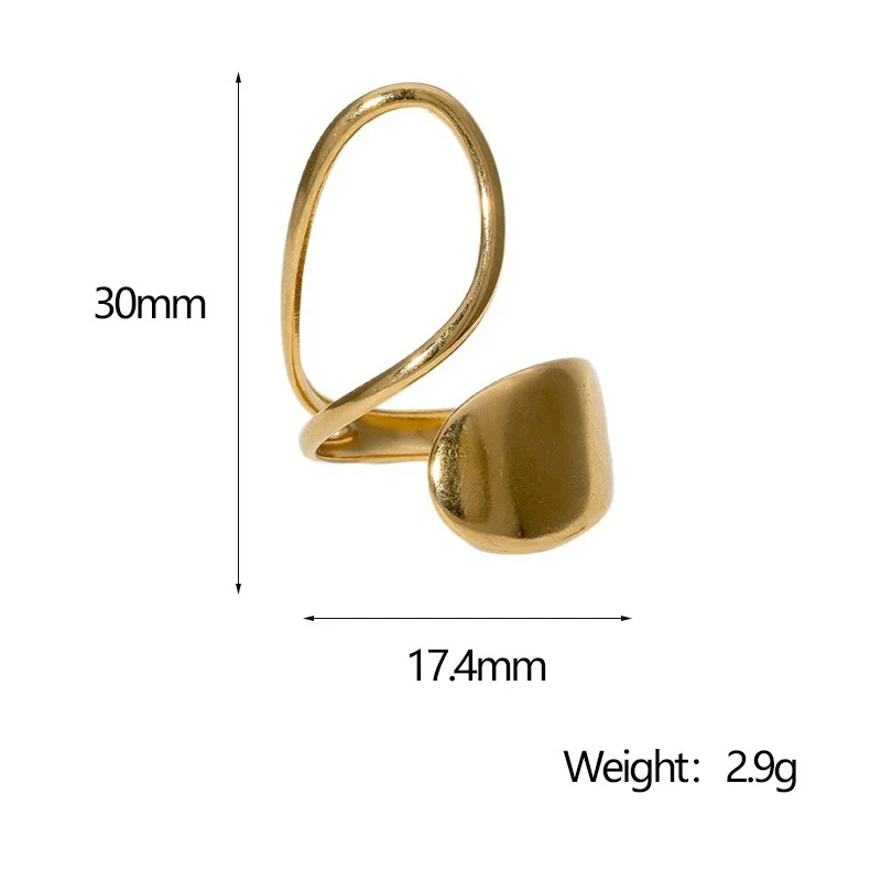Stainless Steel And Titanium Steel Open Ring Jewelry Asymmetrical Electroplated For Women - Image 6