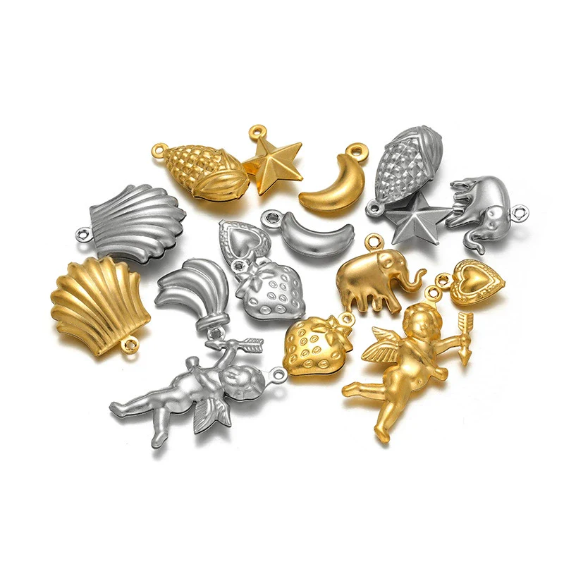 Stainless Steel Angel Heart Corn Hollow Pendant Accessories For Ladies Jewelry Diy