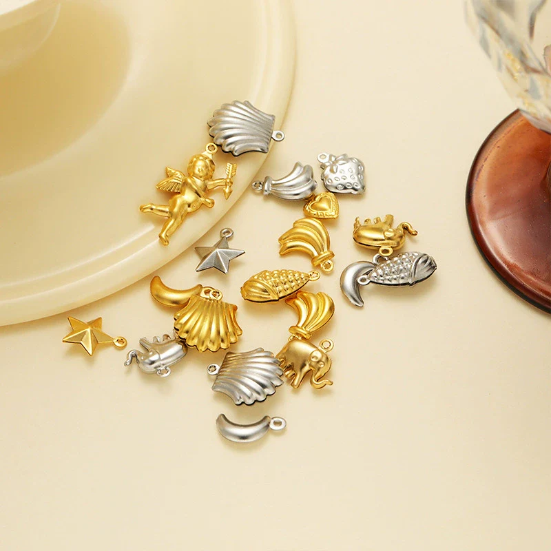 Stainless Steel Angel Heart Corn Hollow Pendant Accessories For Ladies Jewelry Diy - Image 2