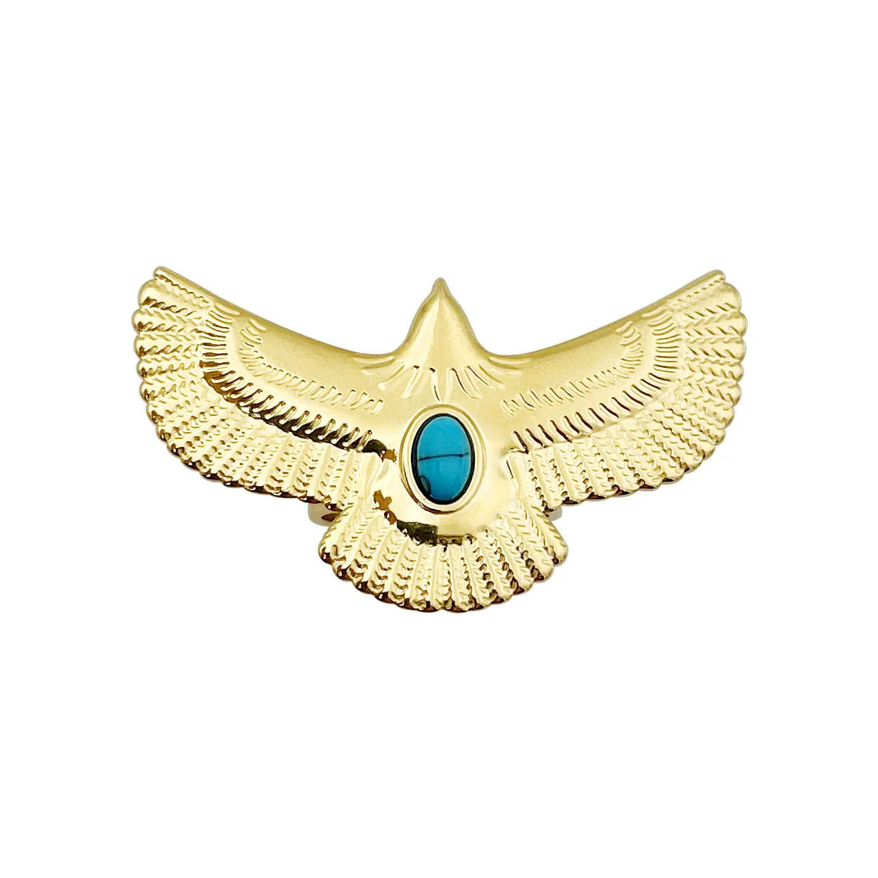 Stainless Steel Animal Eagle Open Ring With Flying Bird Wings Electroplated - Image 5