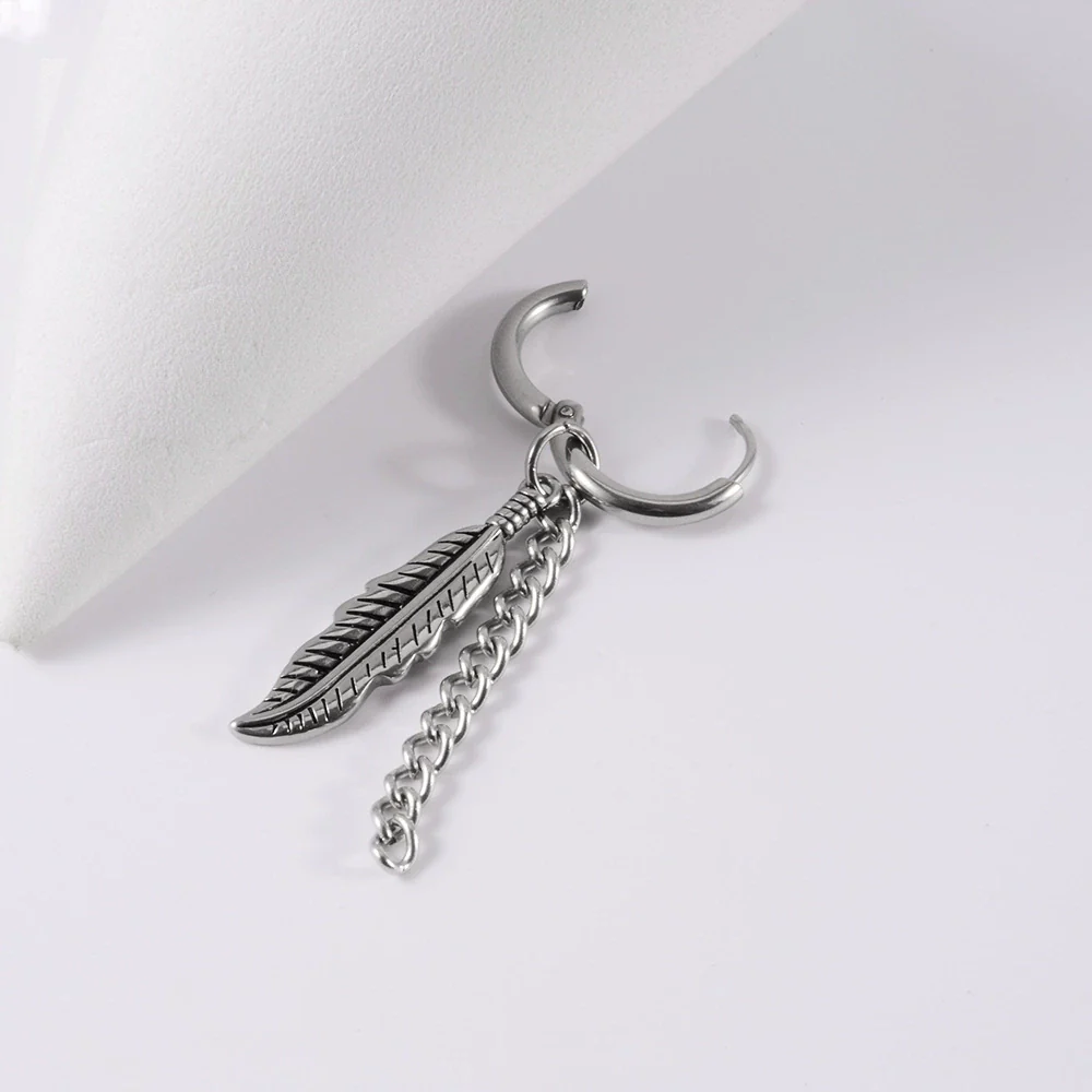 Stainless Steel Animal Zodiac Geometric Leaf Snakeshaped Skull Ear Buckle Earrings And Ear Bone Ring With Electroplating - Image 3
